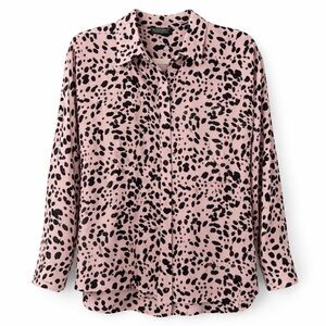 Topshop Pink Leopard Print Button Down Blouse Size 2